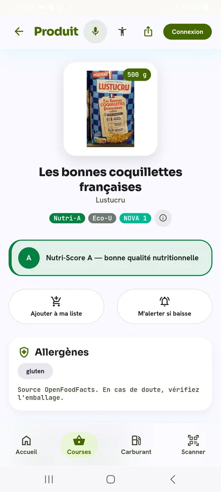 Fiche produit, Nutri-Score et allergènes